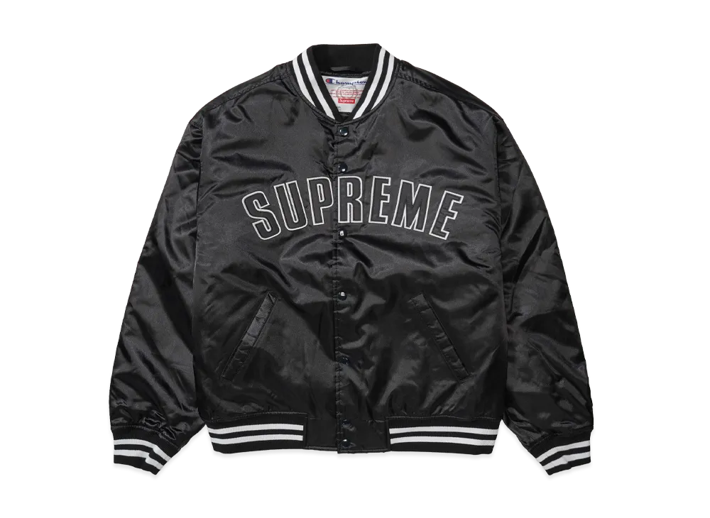 Supreme x Champion Satin Varsity Jacket "Black"