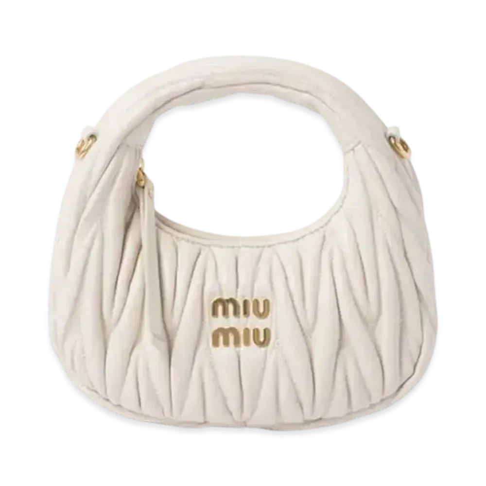 MIUMIU Wander Matelasse Nappa Leather Hobo Mini-Bag "White"