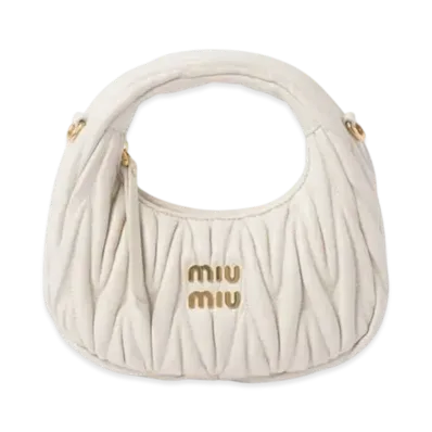 MIUMIU Wander Matelasse Nappa Leather Hobo Mini-Bag "White"
