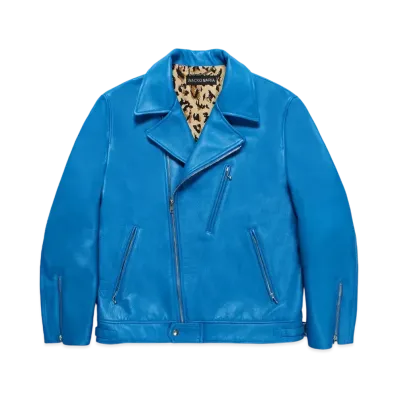 WACKO MARIA Leather Double Riders Jacket "Blue"