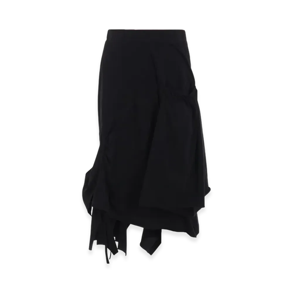 Yohji Yamamoto 56/-Compact Single Jersey Gathered Skirt "Black"