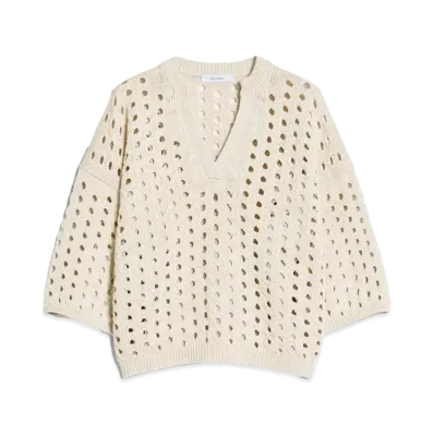 Max Mara Ottuso Pure Cotton Mesh Knit "Ivory"