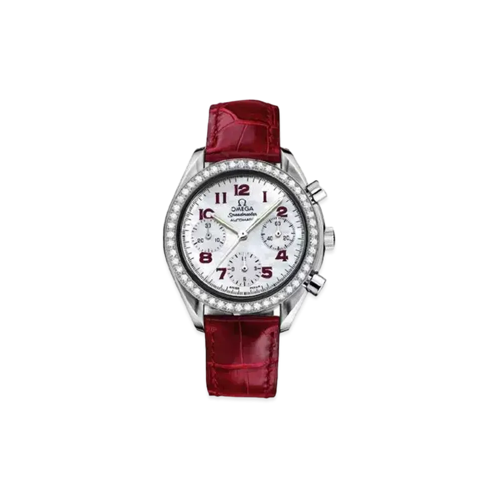 OMEGA Speedmaster Leather Strap 37MM "Stainless Steel/White/Red" 3815.79.40