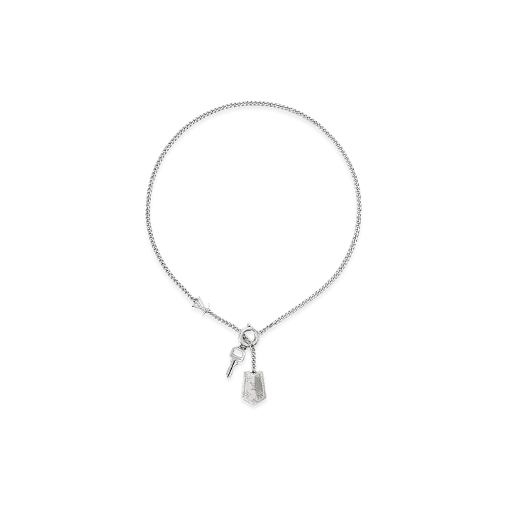 Louis Vuitton Necklace LV Tag "Silver"