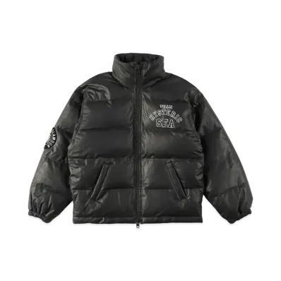 WIND AND SEA x HYSTERIC GLAMOUR Leather Down Jacket "Black"