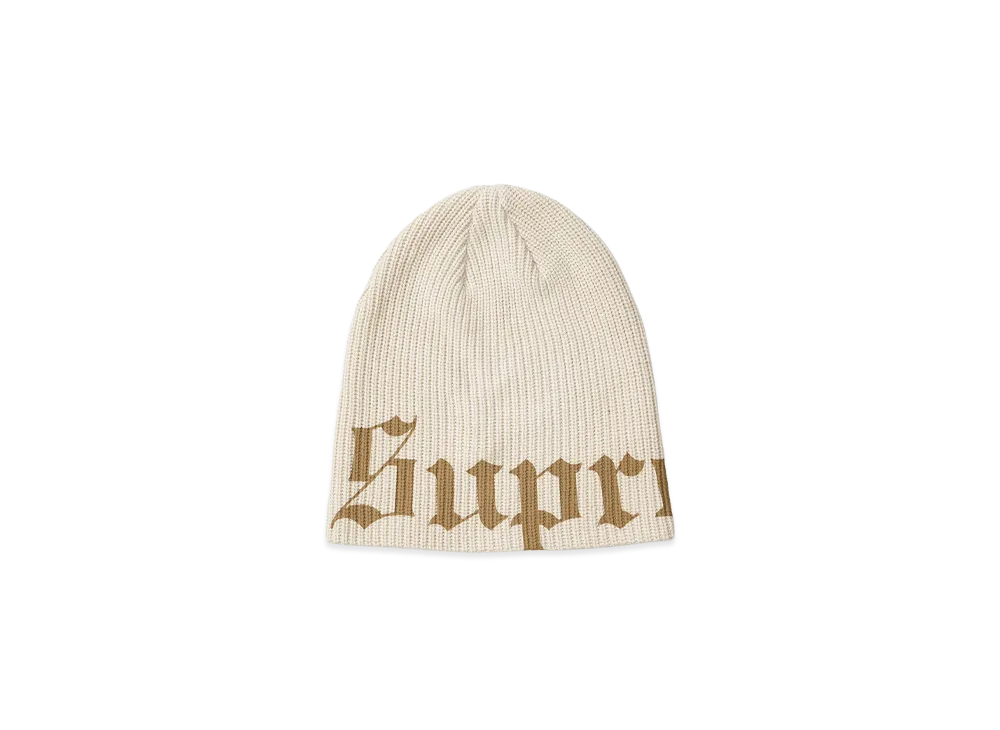 Supreme Old English Printed Beanie (26SS) "Stone"