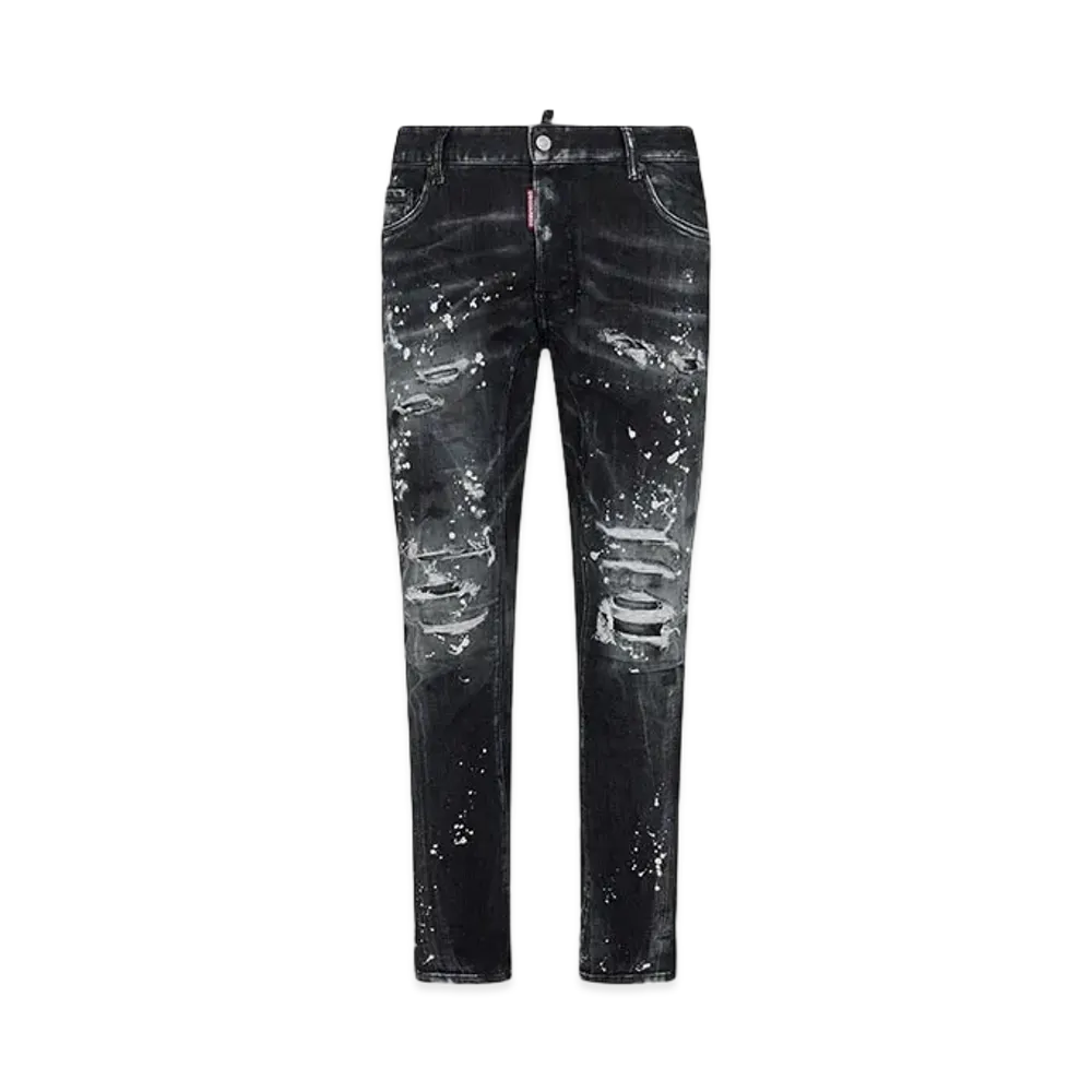 Dsquared2 Black Diamond & Studs Wash Tidy Biker Jeans "Black"