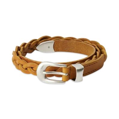 OUR LEGACY Women's 2 Cm Braided Belt "Hot Yellow Leather"