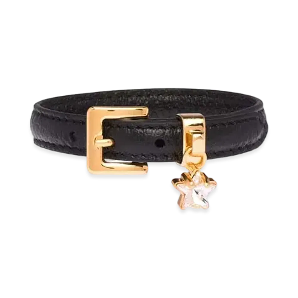 MIU MIU Madras Leather Bracelet "Black"