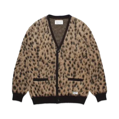 WACKO MARIA Leopard Mohair Knit Jacquard Cardigan "Beige"