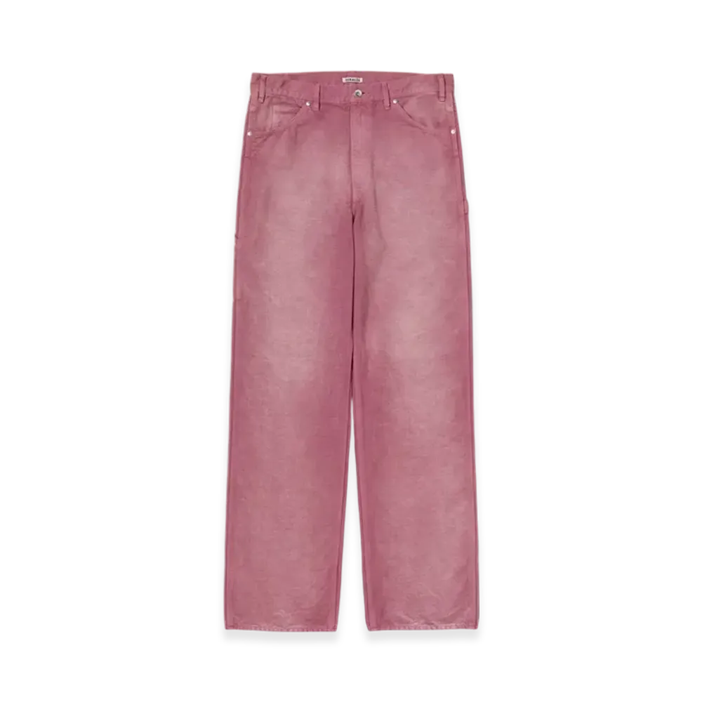 AURALEE Product Dyed Organic Cotton Duck Painter Pants "Faded Burgundy"