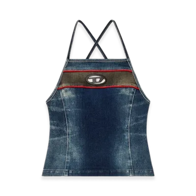 Diesel De-Pilu-S Top In Stretch Bicolor Denim "Dark Blue"