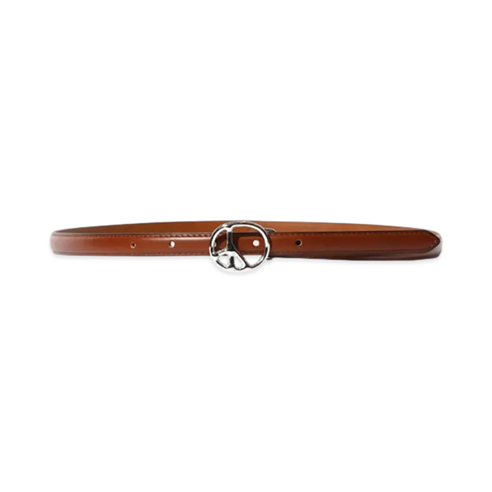 NEEDLES Peace Buckle Narrow Belt - Steer "Brown"