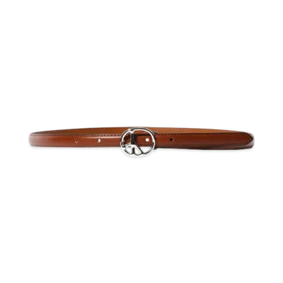 NEEDLES Peace Buckle Narrow Belt - Steer "Brown"