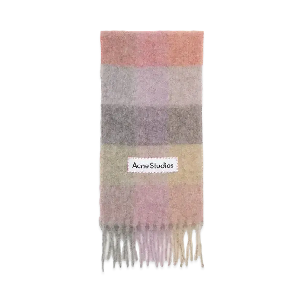 Acne Studios Mohair Check Scarf "Fuchsia/Lilac/Pink"