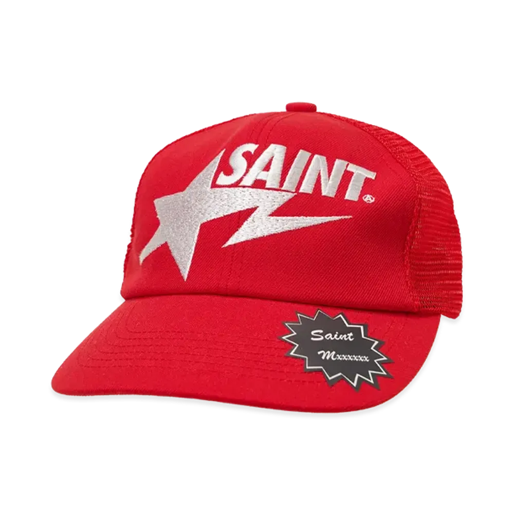 SAINT Mxxxxxx x A BATHING APE Mesh Cap "Red"