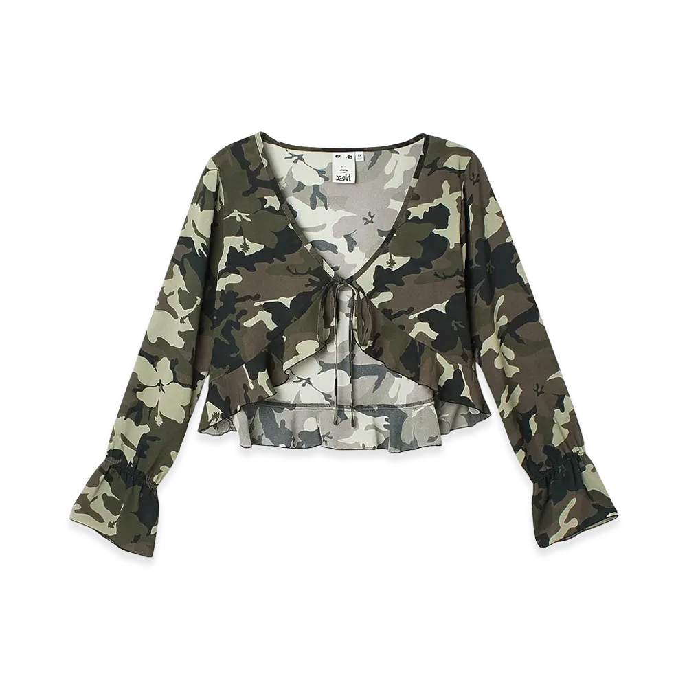 X-Girl Women's Hibiscus Camouflage Blouse "Camo"