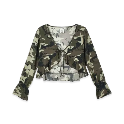 X-Girl Women's Hibiscus Camouflage Blouse "Camo"