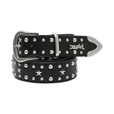 X-Girl Women's Star Studded Faux Leather Belt "Black"