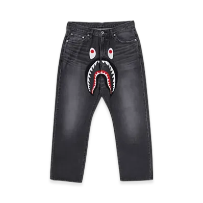 A BATHING APE Shark Loose Fit 13 Oz Denim Pants "Black"