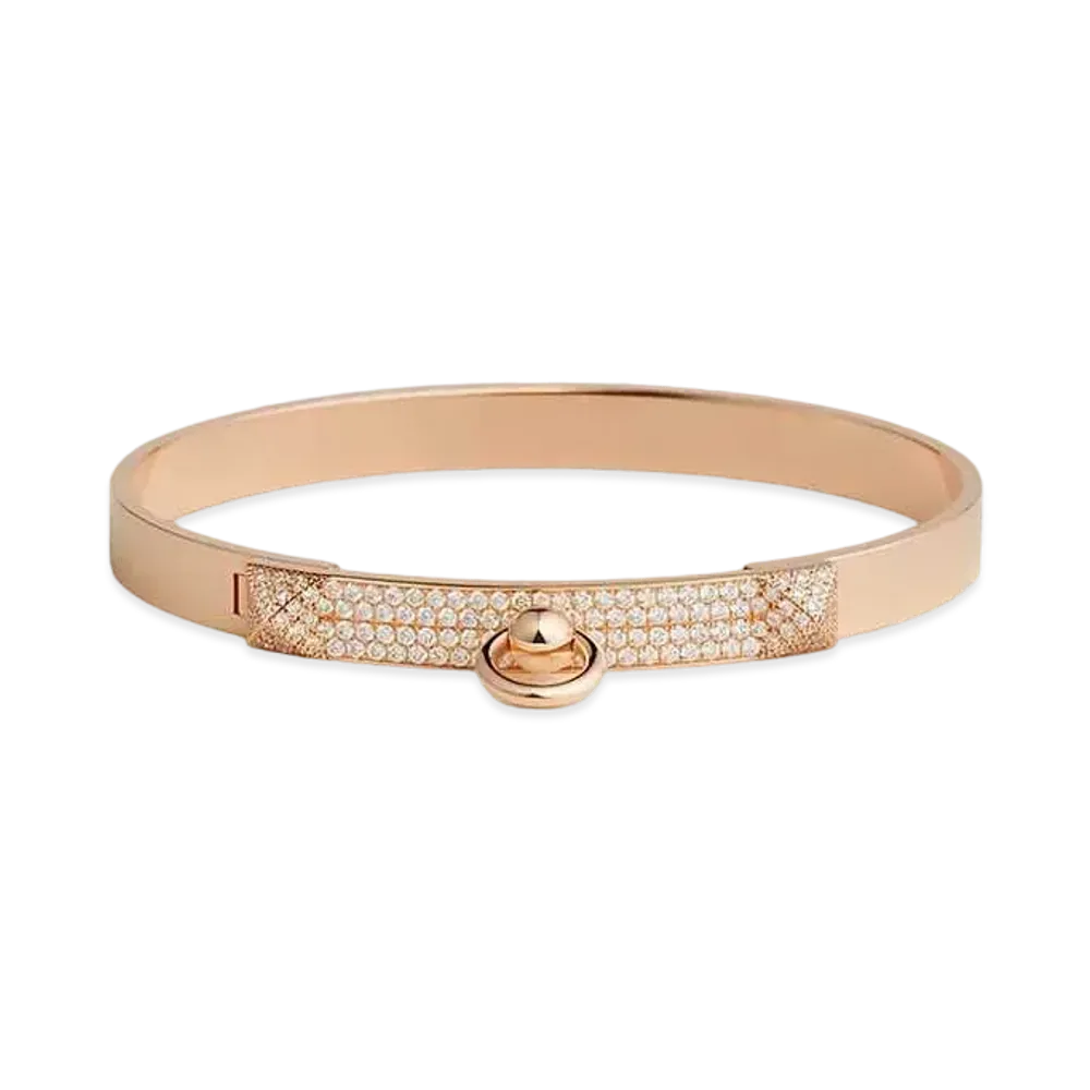Hermes Collier de Chien Bracelet Small Model "Pink Gold/Diamond"