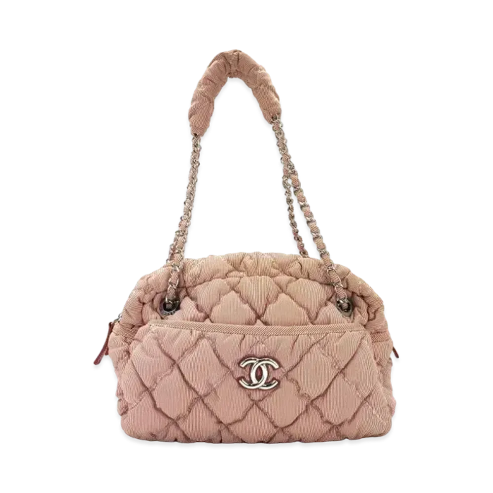 CHANEL Bubble Quilt Chain Shoulder Bag "Pink"