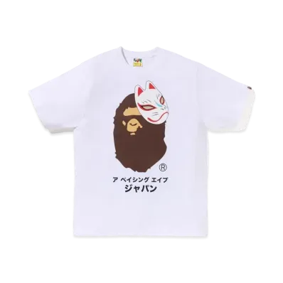 A BATHING APE Japanese Fox Mask Tee "White"