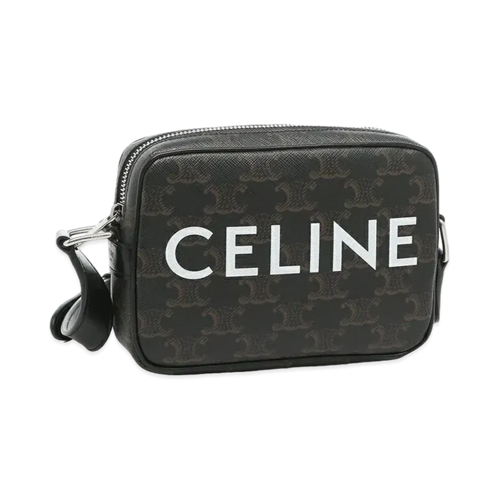 CELINE MINI MESSENGER IN TRIOMPHE CANVAS WITH CELINE PRINT"BLACK"