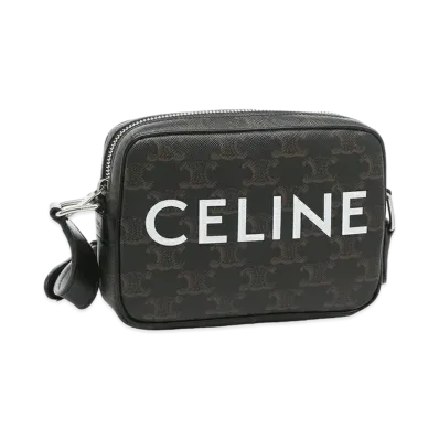 CELINE MINI MESSENGER IN TRIOMPHE CANVAS WITH CELINE PRINT"BLACK"