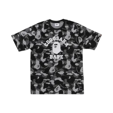 A BATHING APE x COMME des GARCONS OSAKA Camo College Tee "Black"