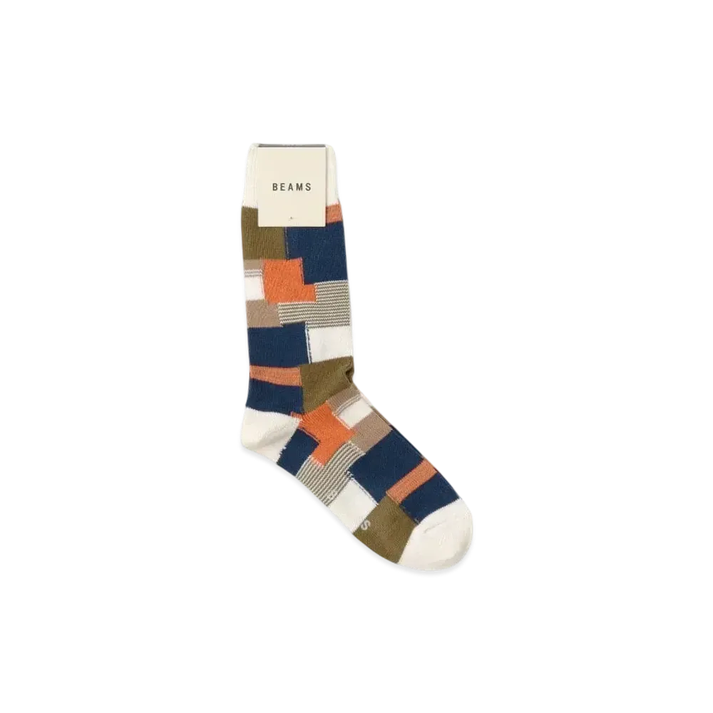 BEAMS Patchwork Socks "OffWhite"