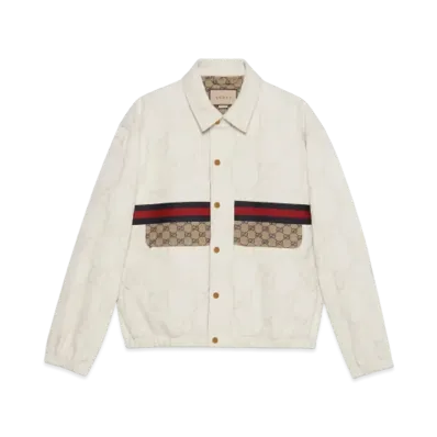 GUCCI Maxi GG Denim Jacket With Web "Ivory"