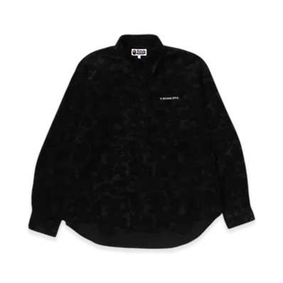 A BATHING APE Solid Camo Corduroy Relaxed Fit LS Shirt "Black"