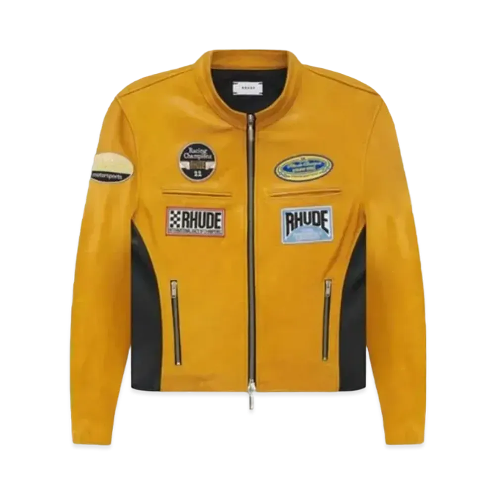 RHUDE Leather Racing Jacket "Mustard"