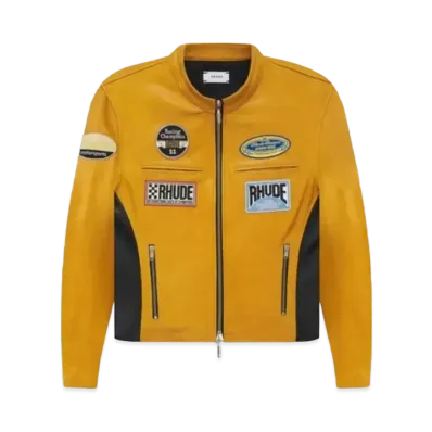 RHUDE Leather Racing Jacket "Mustard"