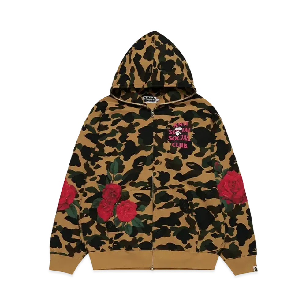 A BATHING APE x ANTI SOCIAL SOCIAL CLUB Assc Full Zip Hoodie "Yellow"