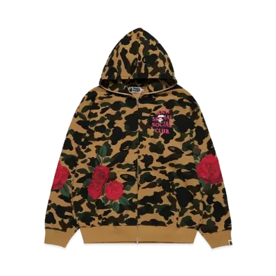 A BATHING APE x ANTI SOCIAL SOCIAL CLUB Assc Full Zip Hoodie "Yellow"