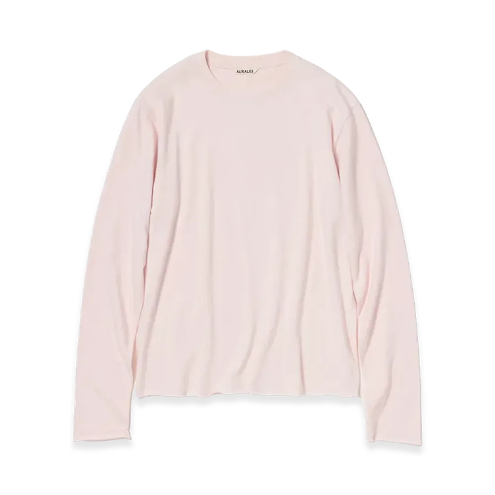 AURALEE Women's Brushed Organic Cotton Jersey L/S Tee "Pale Pink"