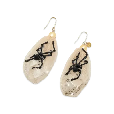 UNDERCOVER Silk Tulle Wrapped Swarovski Pierce "Beige"