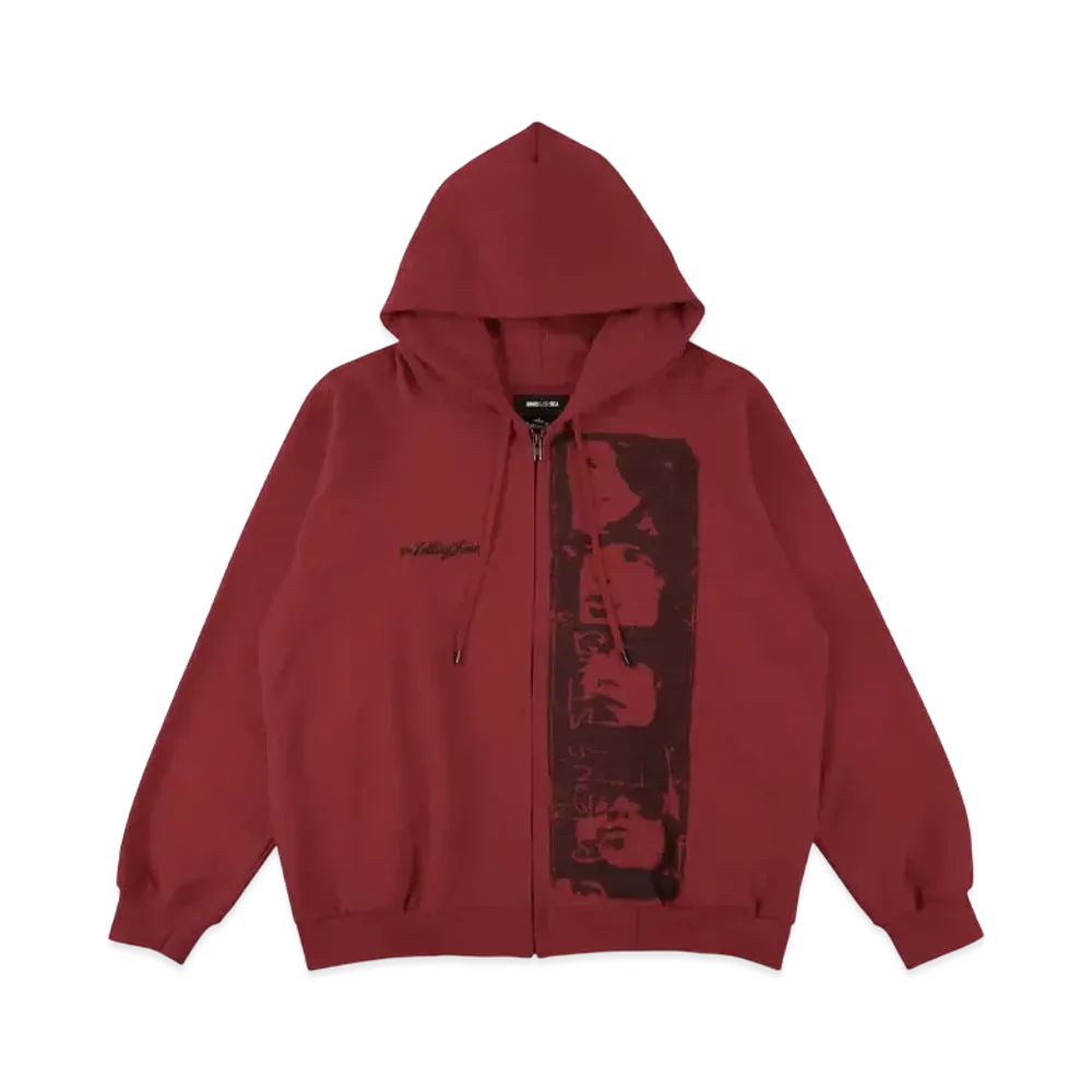 WIND AND SEA x The Rolling Stones MIck Jagger Zip up Sweatshirt "Burgundy"
