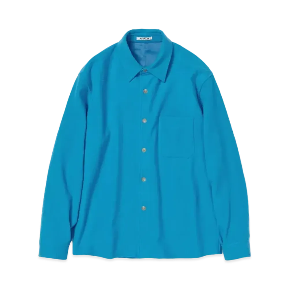 AURALEE Brushed Super Fine Wool Flannel Shirt "Light Blue"
