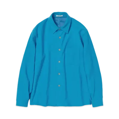 AURALEE Brushed Super Fine Wool Flannel Shirt "Light Blue"