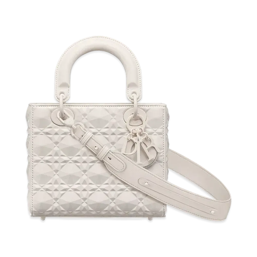 Dior Small Lady Bag My ABCDior Cannage Calfskin Diamond Motif "Latte"