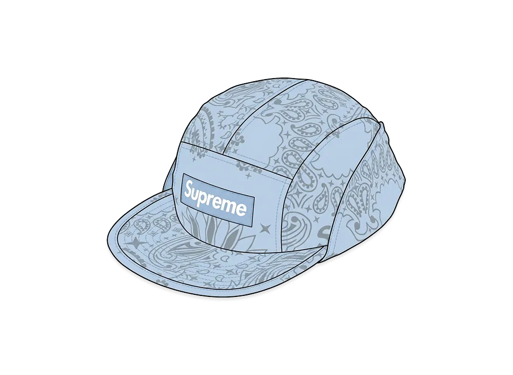 Supreme Reflective Bandana Sunshield Camp Cap "Light Blue"
