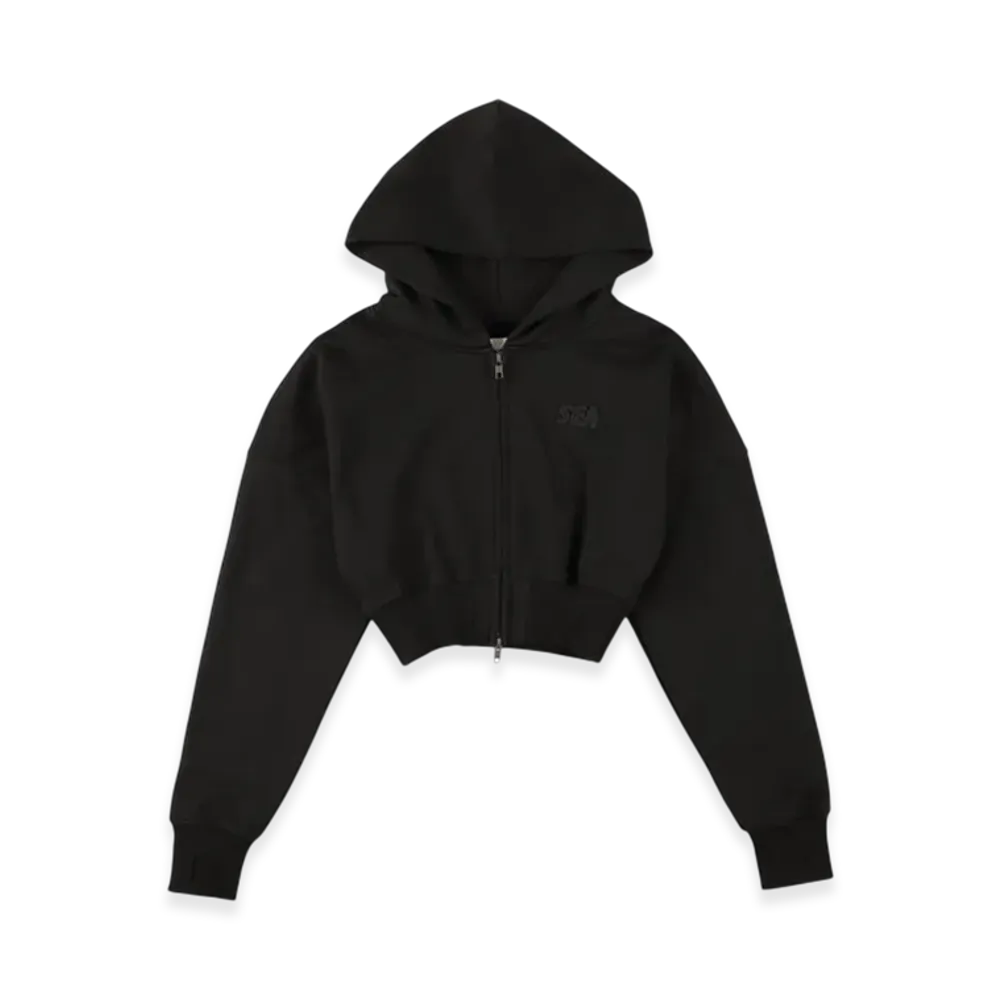 WIND AND SEA Cozy Zip Cropped Hooded Sweatshirt (Ladies) "Black"