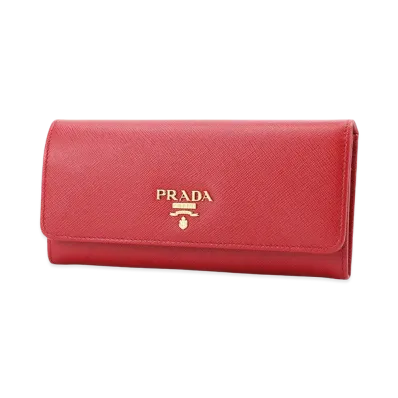 PRADA Saffiano Metal Orof Pass Wallet Rosso "Red"