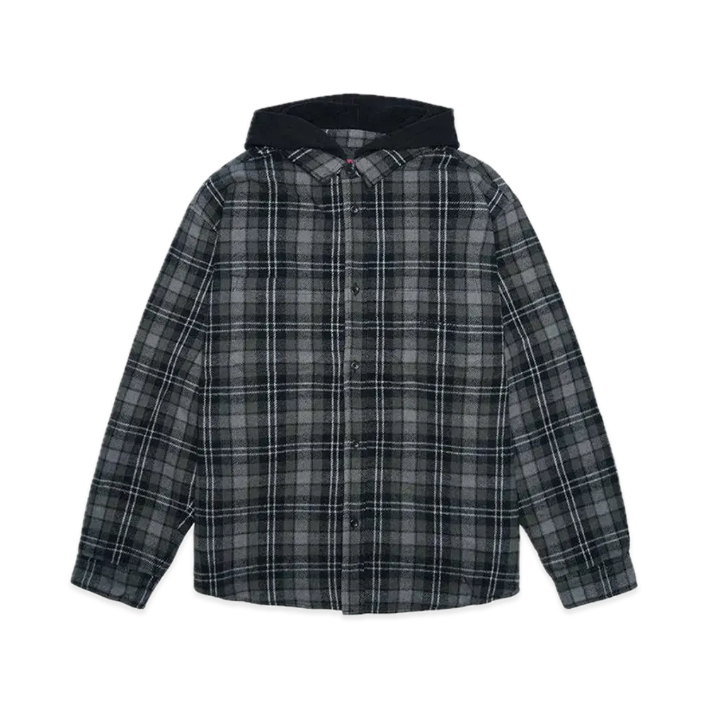 Supreme Tartan Flannel Hooded Shirt "Black"