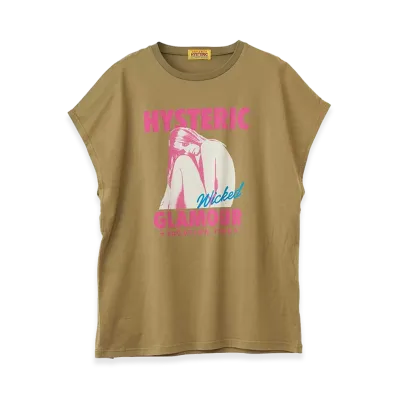 HYSTERIC GLAMOUR Women's Vacation Time T-Shirt "Khaki"