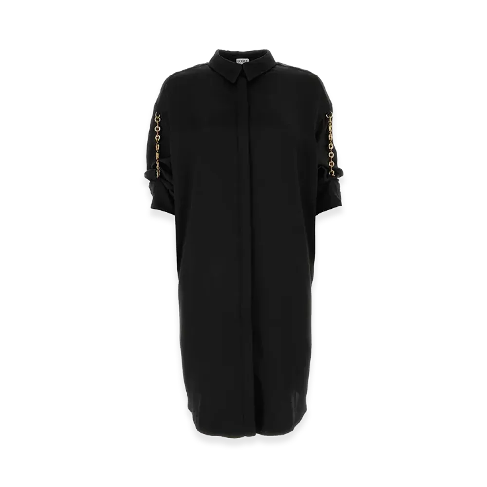 LOEWE Women's Satin Shirt Dress "Black"