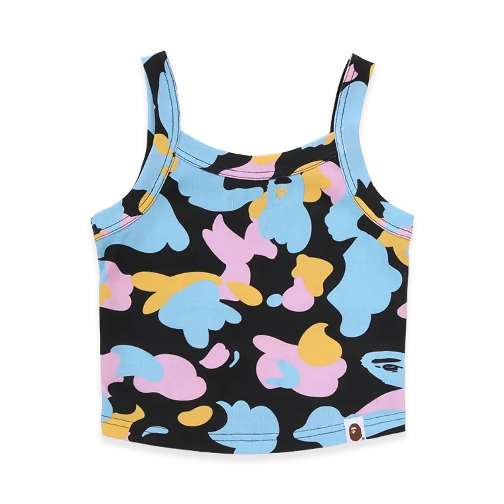 A BATHING APE Women's Cropped Rib Tank Top "Black"